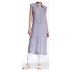 Melrose and Market Blue Stripe Lightweight Cut Out Midi Cover Up Top S